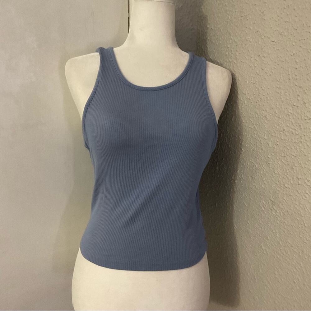 SHEIN Blue Rib-Knit Sleeveless Cami Crop Top 6 Casual Festival Hippie Bohemian